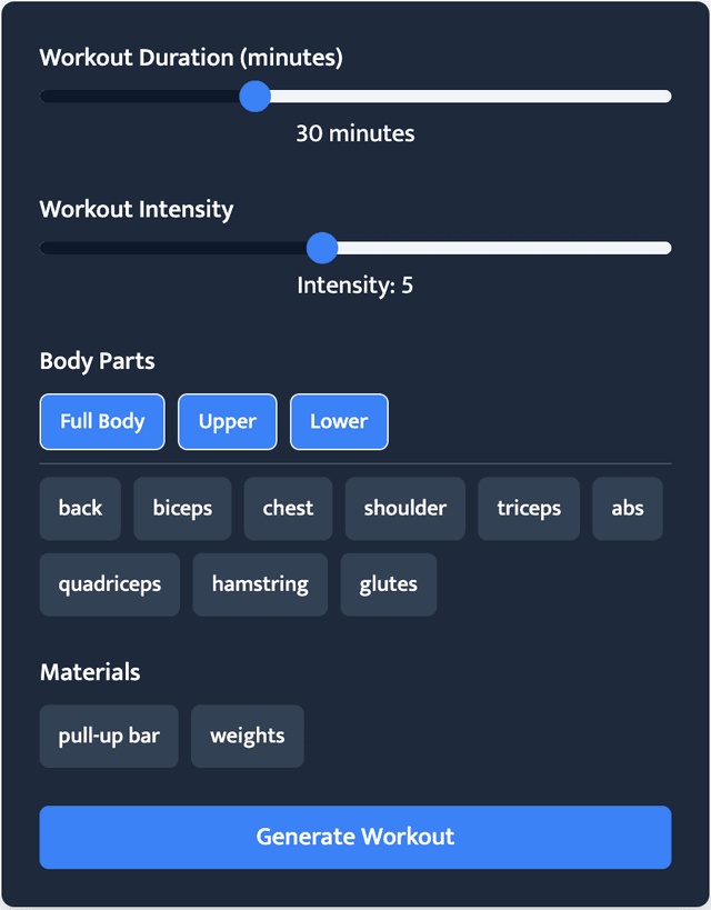 Personalized Workout